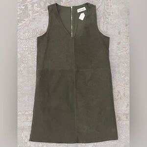 NWT Boutique A-Line Olive Green Sleeveless Suede Women’s Dress, Size Medium